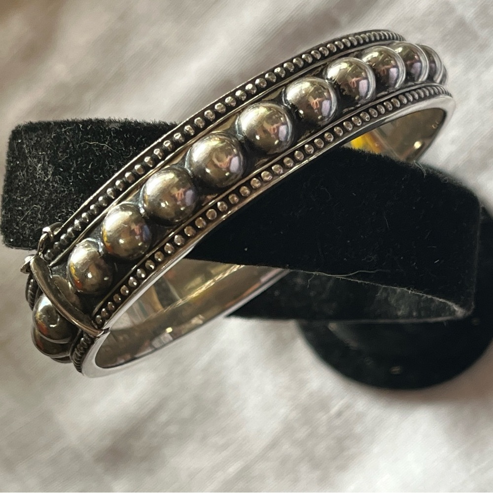 Sterling Dot Hinged Bracelet Bangle